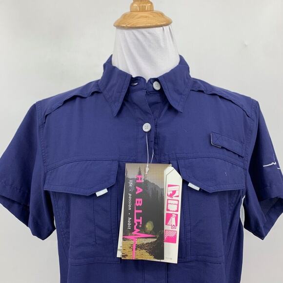 Habit Shirt Womens M Medium Blue Solar Factor UPF 30 Vented Fishing Outdoor - Picture 3 of 13